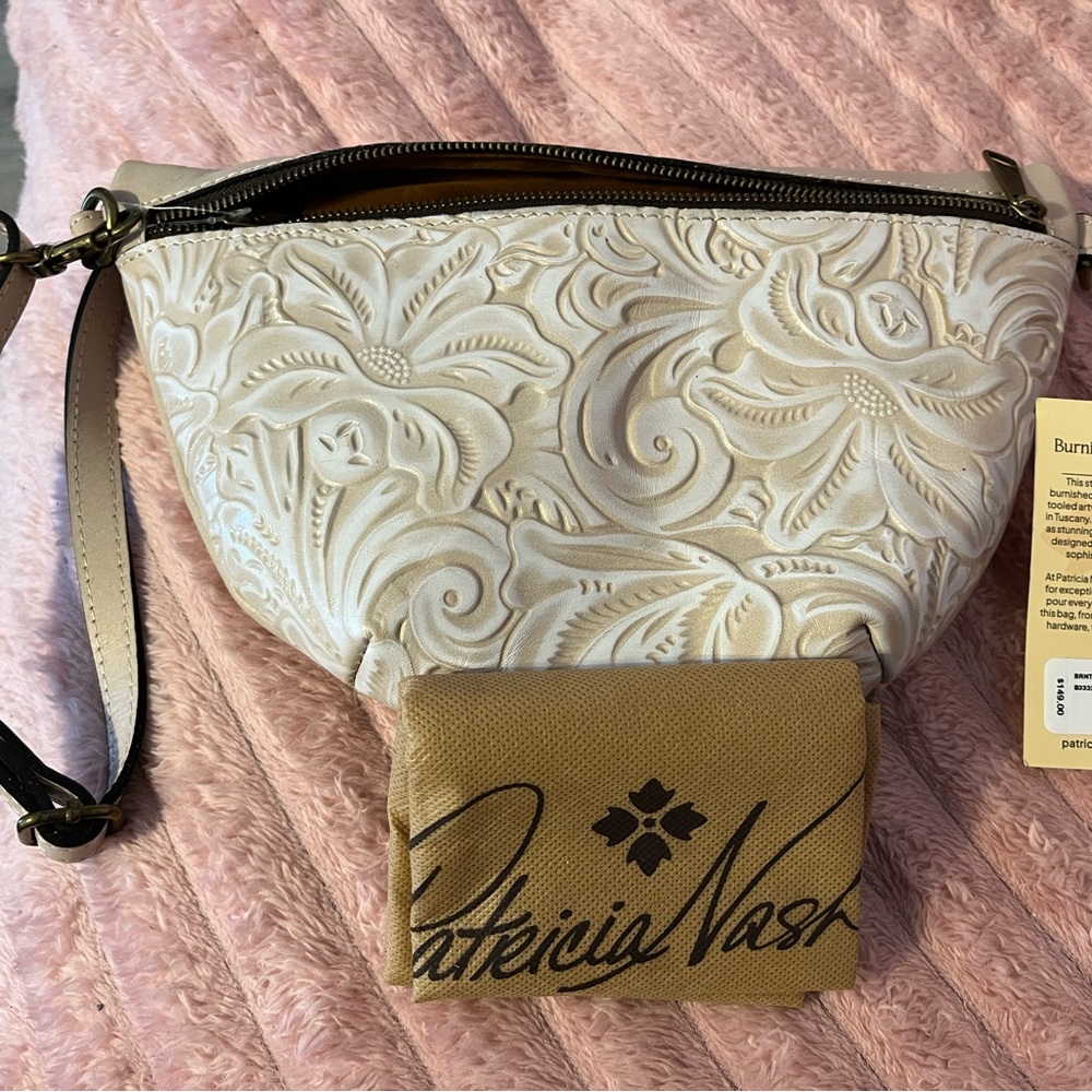 Patricia Nash Floral Embossed Cream Wristlet